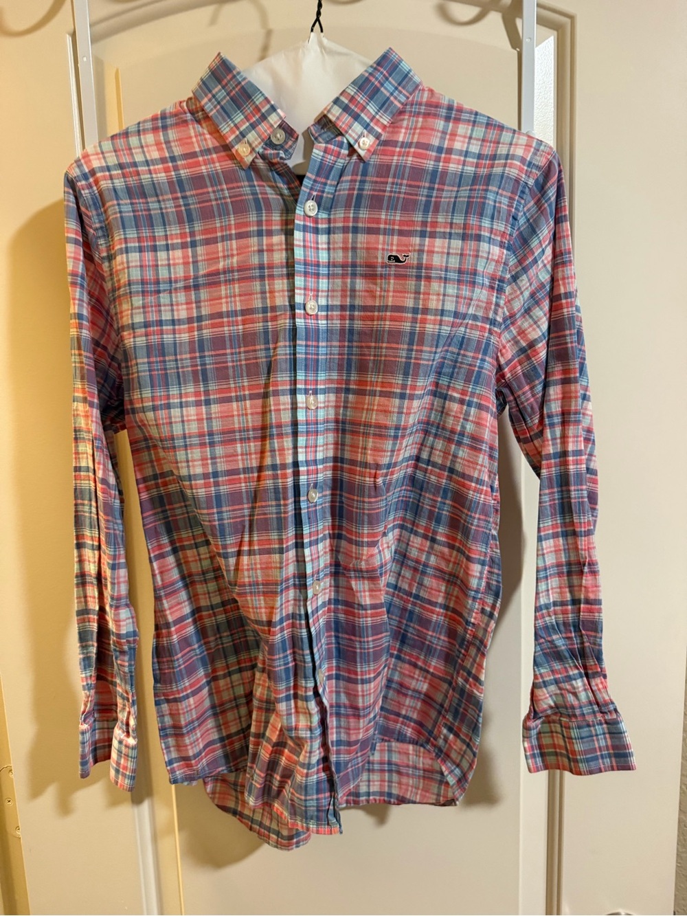 Vineyard Vines Boys Pink and Blue Plaid Button-Down Shirt